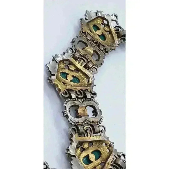 VTG Selro Selini unsigned Emerald Green Cabochon Necklace & Earrings Catalog Pc - Picture 14 of 16